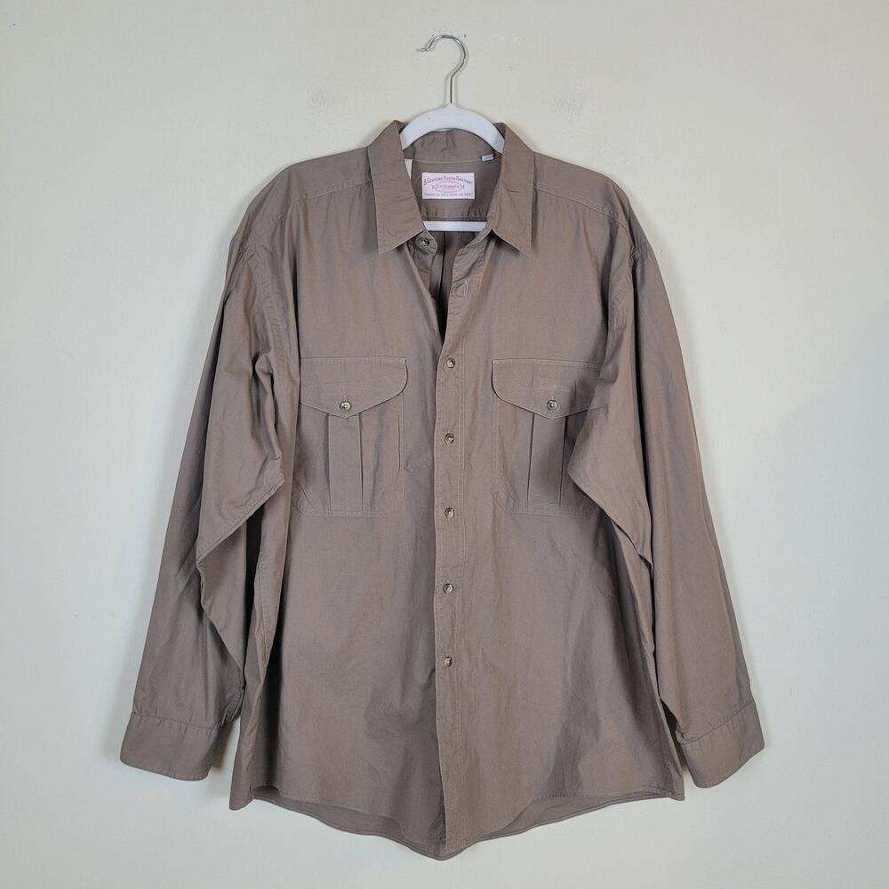 Vintage Filson Feather Cloth Shirt XL Brown Long Sleeve Workwear Outdoor 652